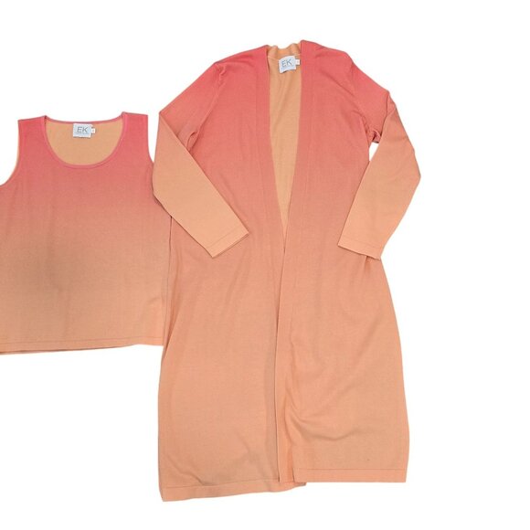Edinburgh Knitwear Peach Ombre Cardigan & Tank Set Size S Pima Cotton winter set - Picture 8 of 10